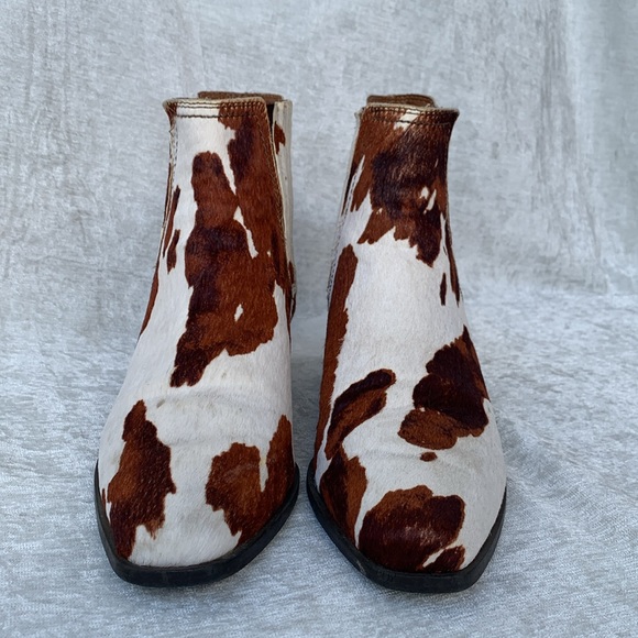 Zara Cow Print Calf Hair Western Ankle Booties - Picture 3 of 14